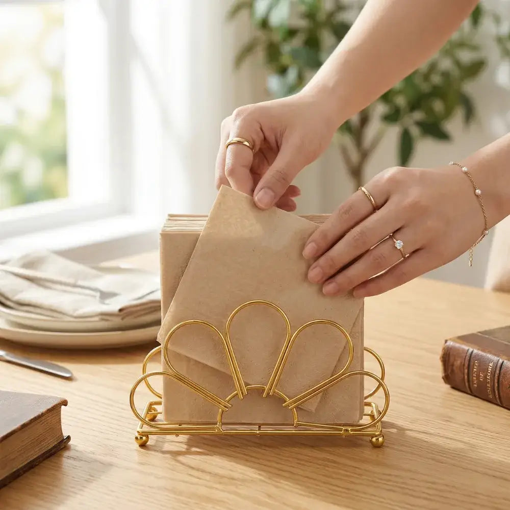 Porta Guardanapo Girassol Dourado